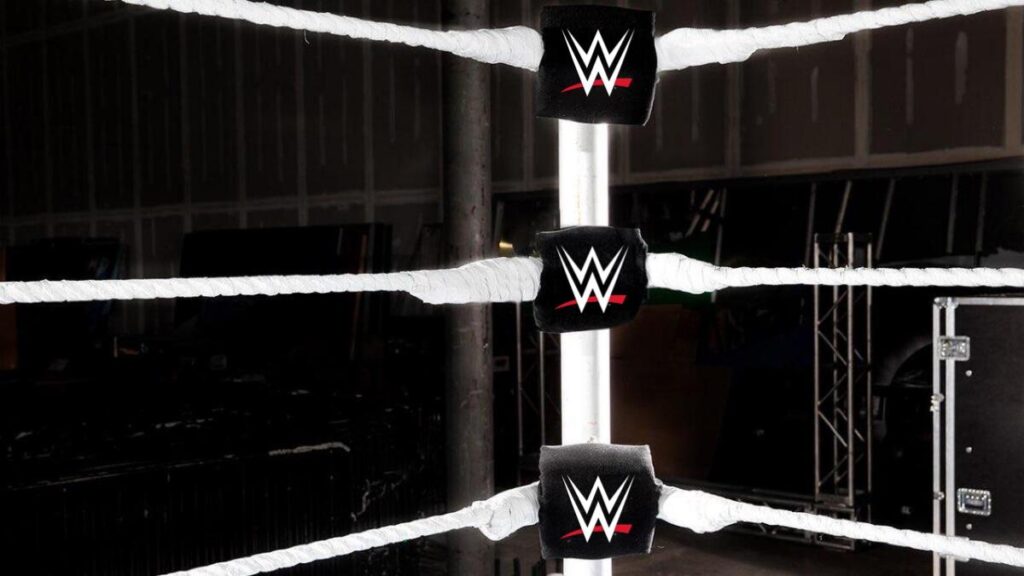 WWE logo on ring turnbuckles