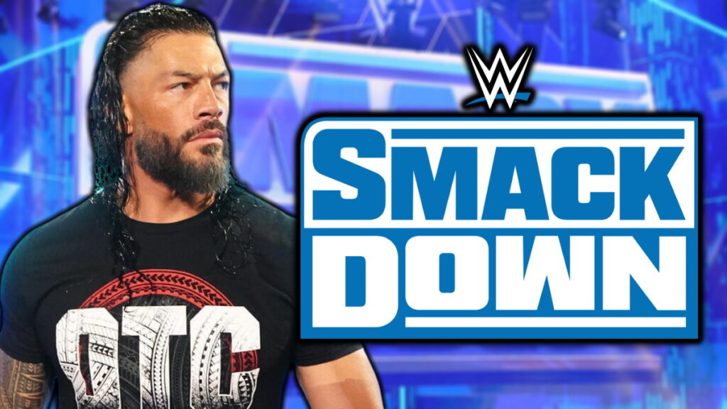 Roman Reigns and the WWE SmackDown logo