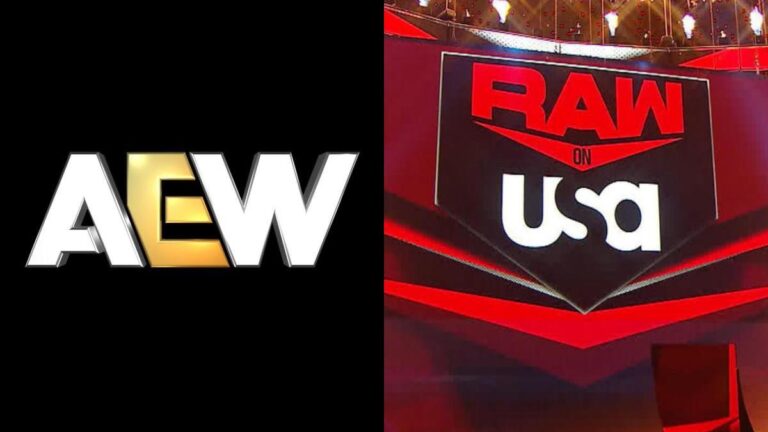 AEW and WWE Raw logos
