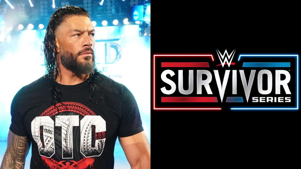 Roman Reigns and the WWE Survivor Series logo