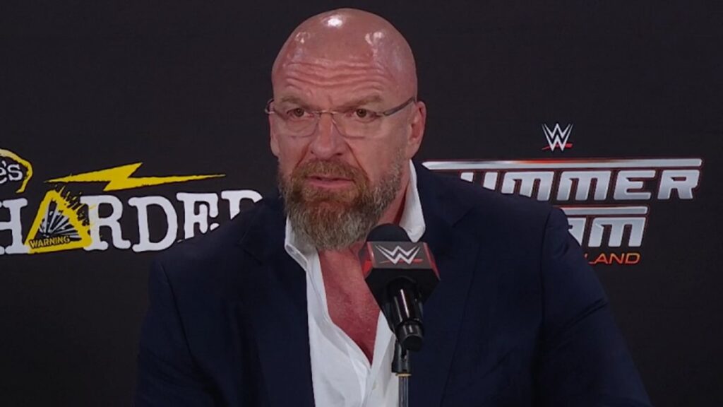 WWE CCO Paul Levesque (Triple H) at the post-show press conference after SummerSlam 2024.