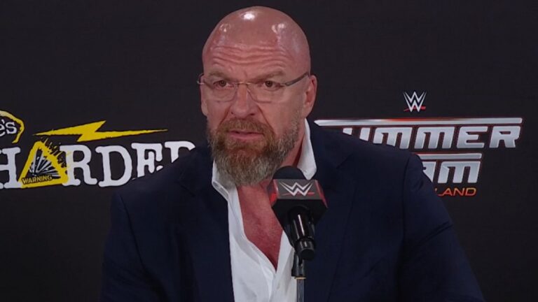 WWE CCO Paul Levesque (Triple H) at the post-show press conference after SummerSlam 2024.