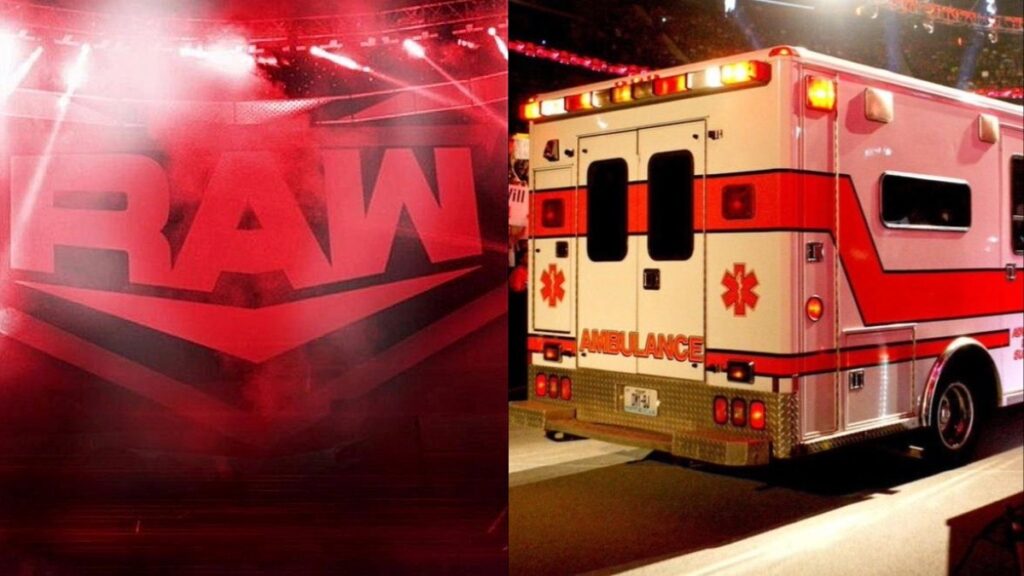 WWE RAW logo and ambulance