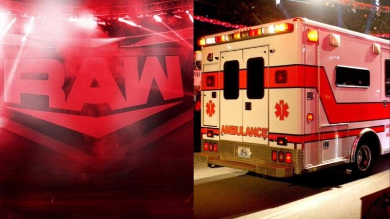 WWE RAW logo and ambulance