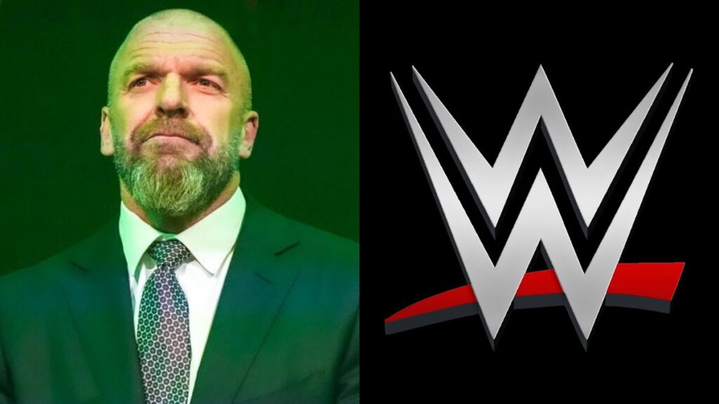 Triple H next to the WWE logo