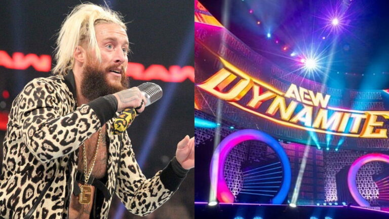 Former WWE star Enzo Amore and the AEW Dynamite logo