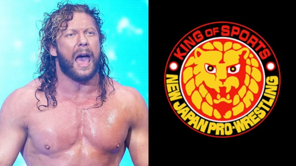 AEW star Kenny Omega and NJPW logo