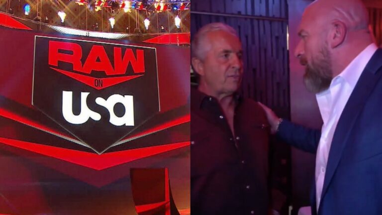 Triple H & Bret Hart along with WWE Raw logo