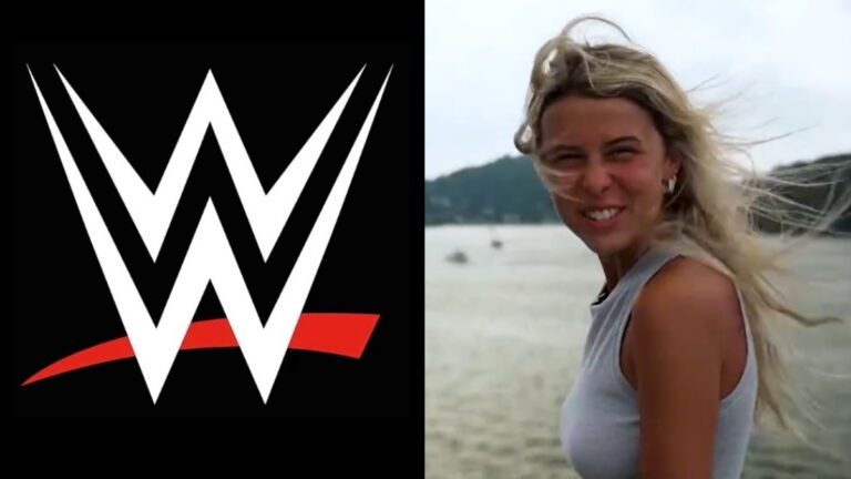 WWE logo and the Hawk Tuah Girl Haliey Welch