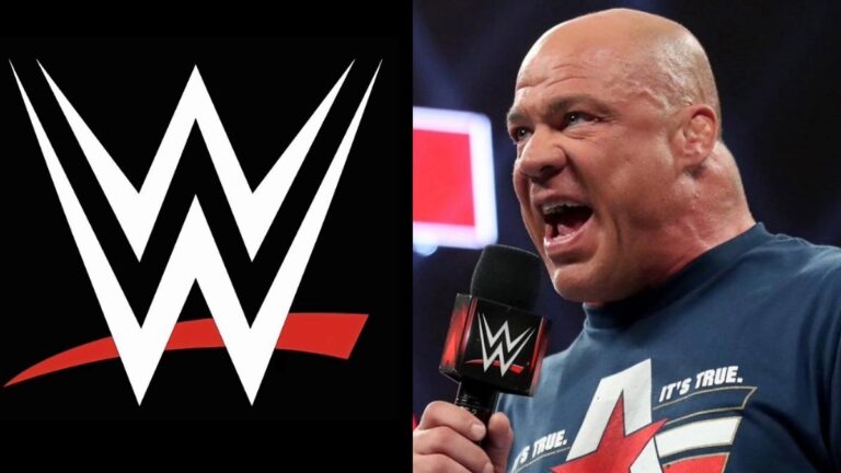 WWE logo and Kurt Angle