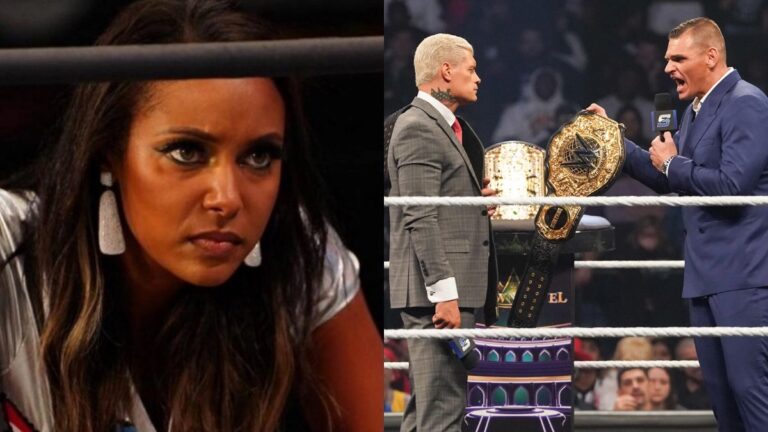 Brandi Rhodes alongside Cody Rhodes and GUNTHER on WWE SmackDown