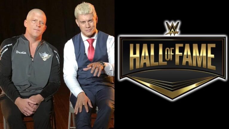 WWE Hall of Fame logo with Cody Rhodes and Dustin Rhodes