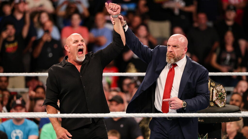 Goldberg and Triple H, WWE ring