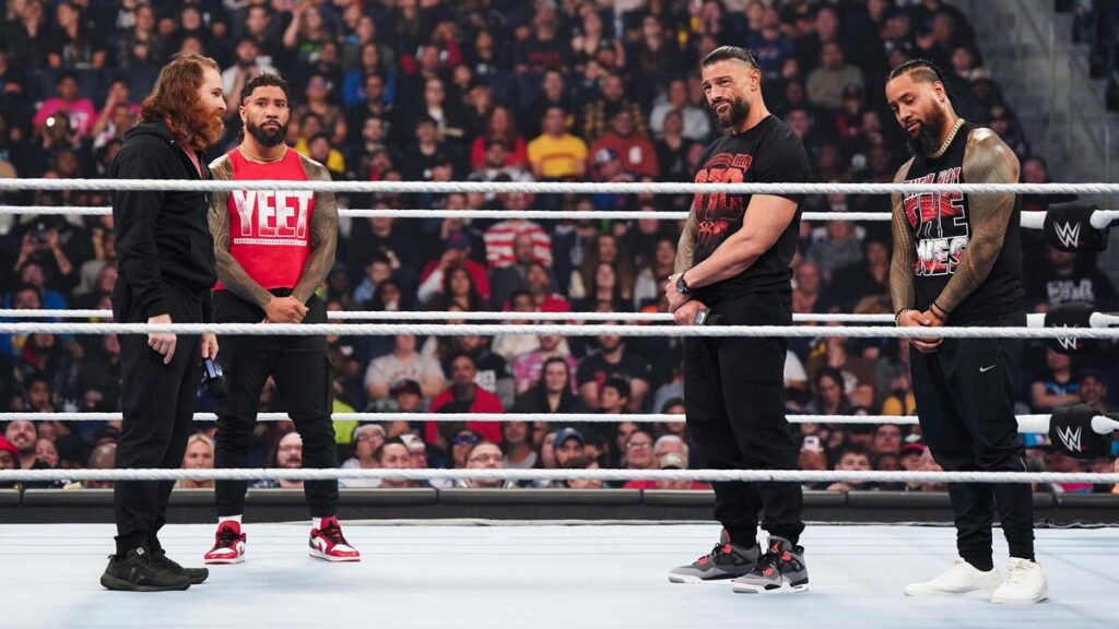 Original WWE Bloodline members Roman Reigns, Sami Zayn and The Usos