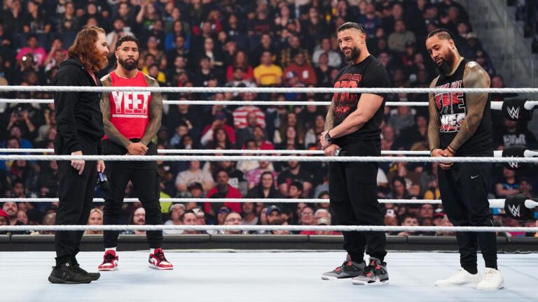 Original WWE Bloodline members Roman Reigns, Sami Zayn and The Usos