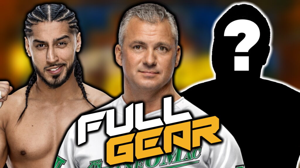 AEW Full Gear logo with Shane McMahon and Mustafa Ali
