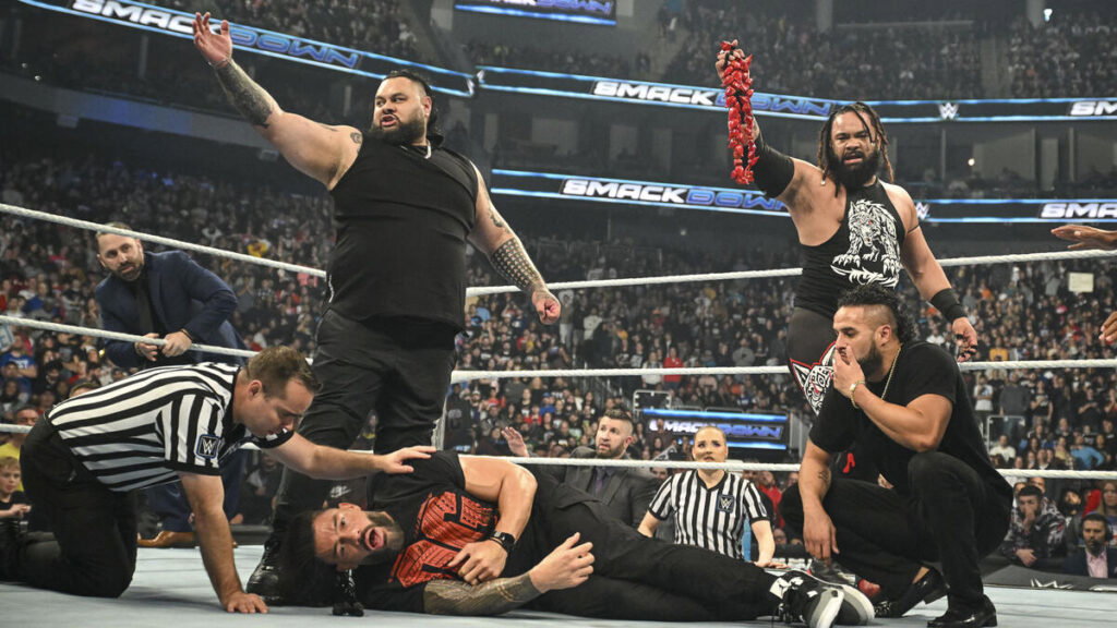 WWE SmackDown Bloodline segment with Bronson Reed, Jacob Fatu and Roman Reigns