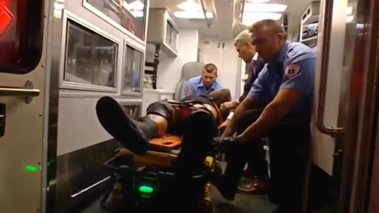 WWE star Randy Orton in an ambulance with Cody Rhodes