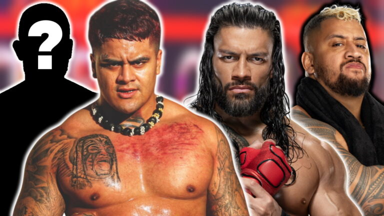 WWE Bloodline members Roman Reigns and Solo Sikoa, and Zilla Fatu