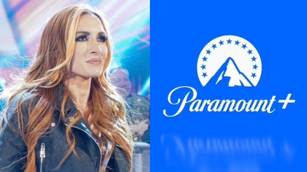WWE star Becky Lynch and Paramount+ logo
