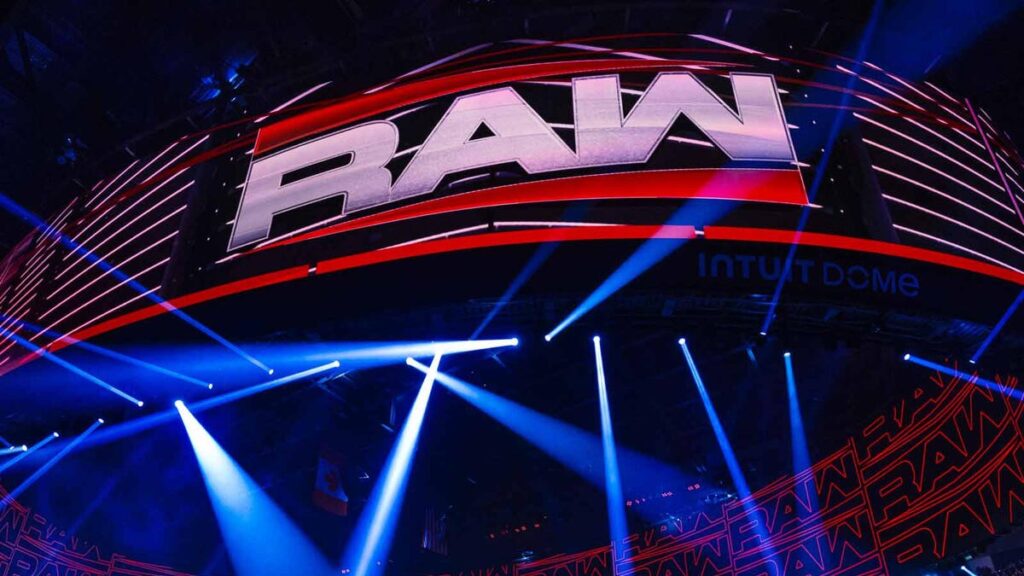 WWE Raw logo on screen at Raw on Netflix debut