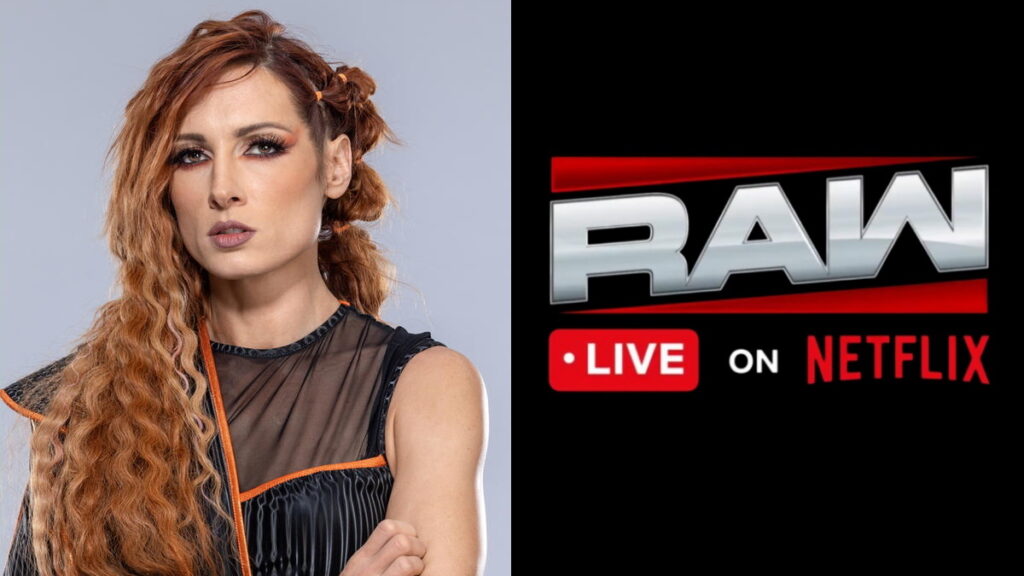 Becky Lynch and the WWE Raw on Netflix logo