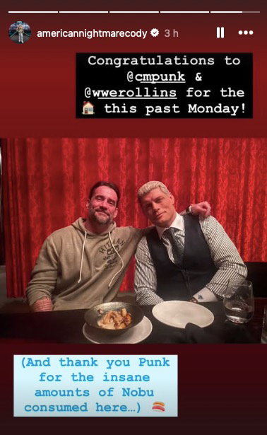 WWE's Cody Rhodes congratulating CM Punk and Seth Rollins after Raw Netflix premiere match