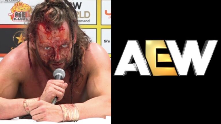 Kenny Omega after NJPW Wrestle Dynasty 2025 and an AEW logo