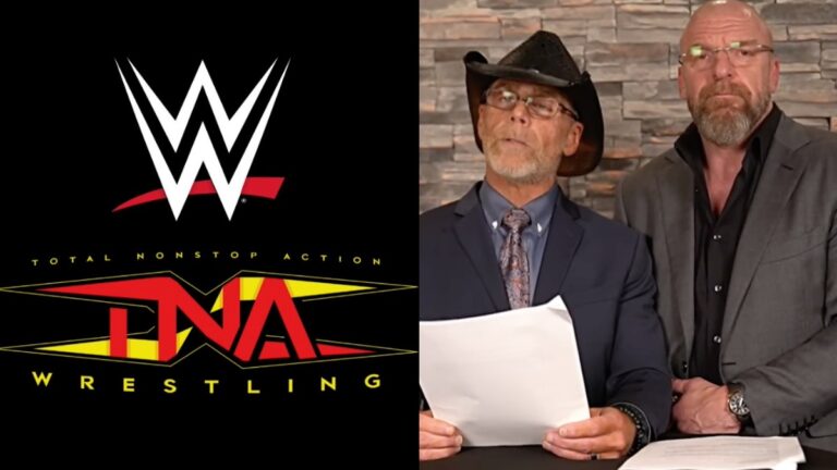 Triple H & Shawn Michaels alongside WWE and TNA Wrestling logos