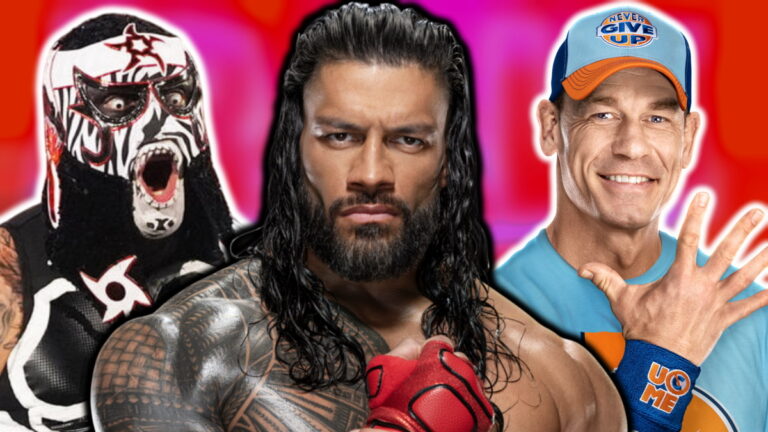 WWE Raw logo, Roman Reigns, Penta and John Cena