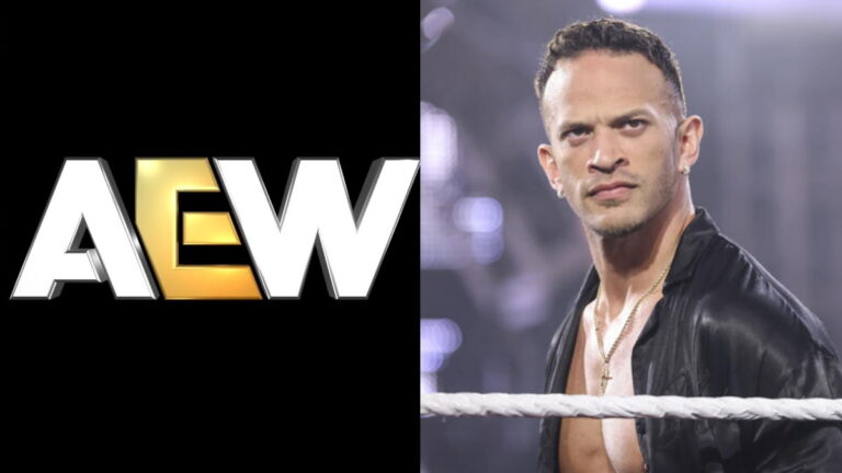 AEW logo and WWE NXT star Ricky Starks, now known as Ricky Saints