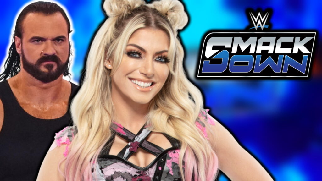 WWE SmackDown logo, Alexa Bliss and Drew McIntyre