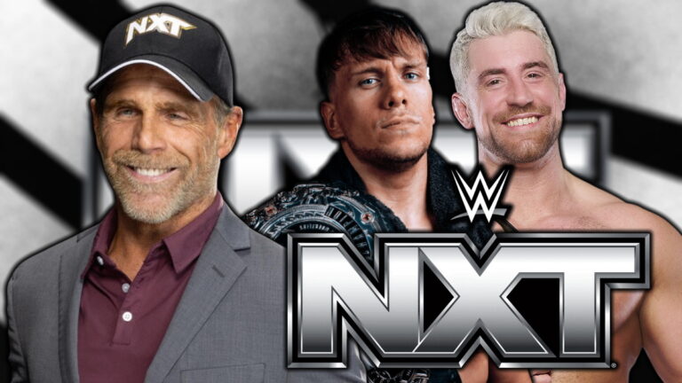 WWE NXT logo, Shawn Michaels, Luke Jacobs and Joe Hendry