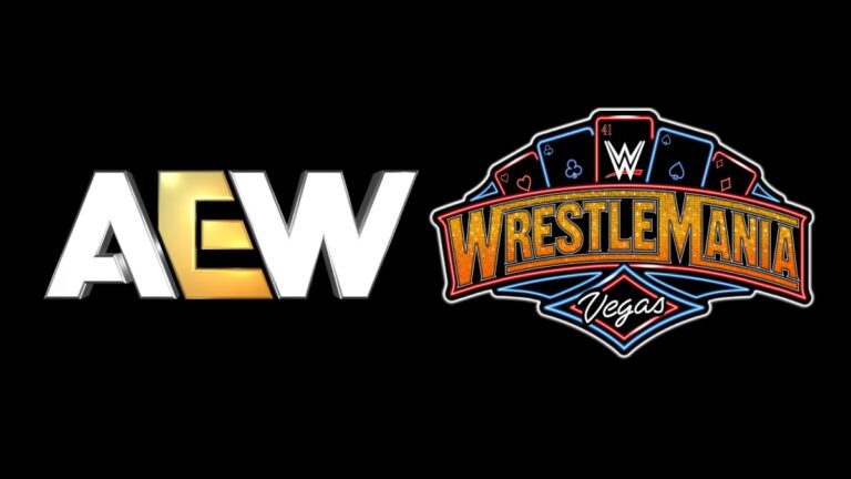 AEW and WWE WrestleMania 41 logos