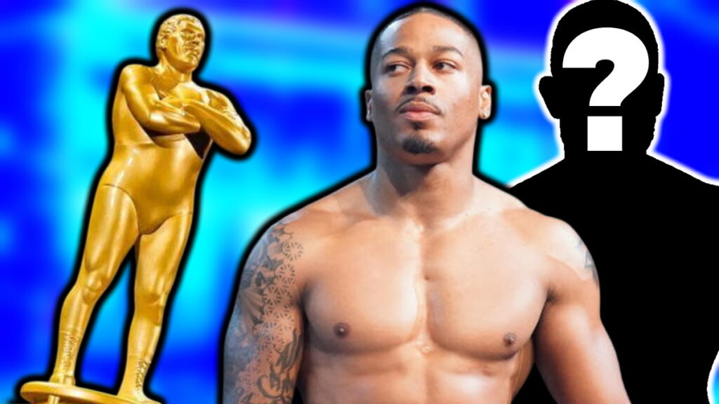 WWE Andre The Giant Memorial Battle Royal trophy and Carmelo Hayes