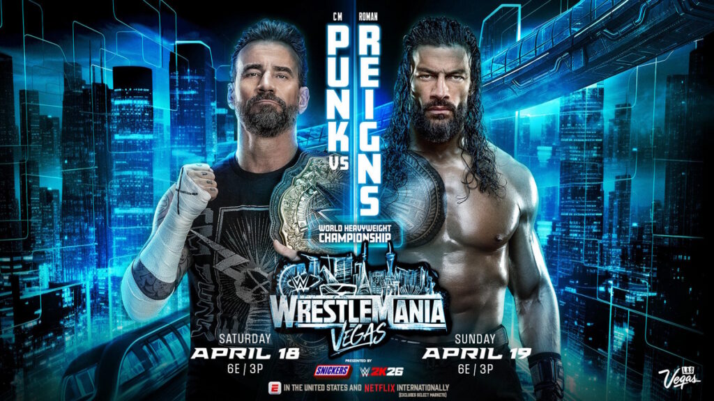 CM Punk vs Roman Reigns WWE WrestleMania 42 graphic