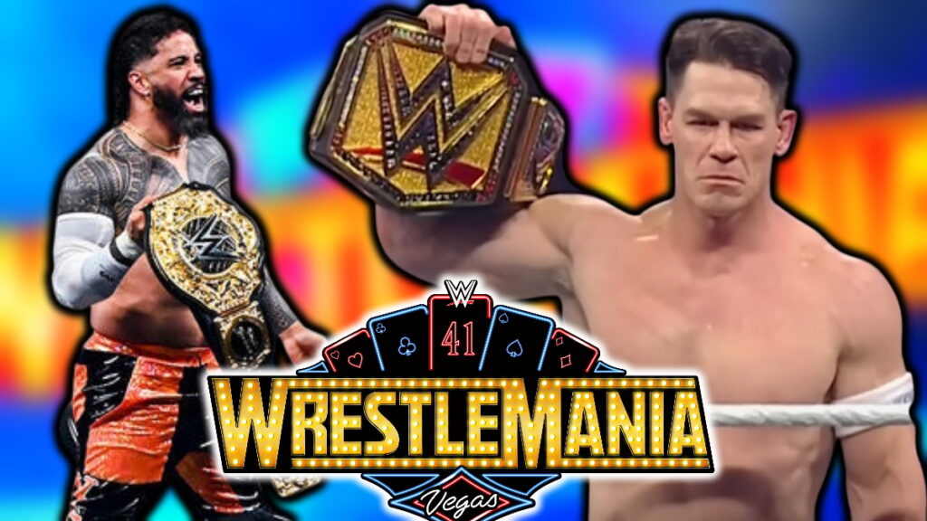 WWE WrestleMania 41 logo, John Cena and Jey Uso