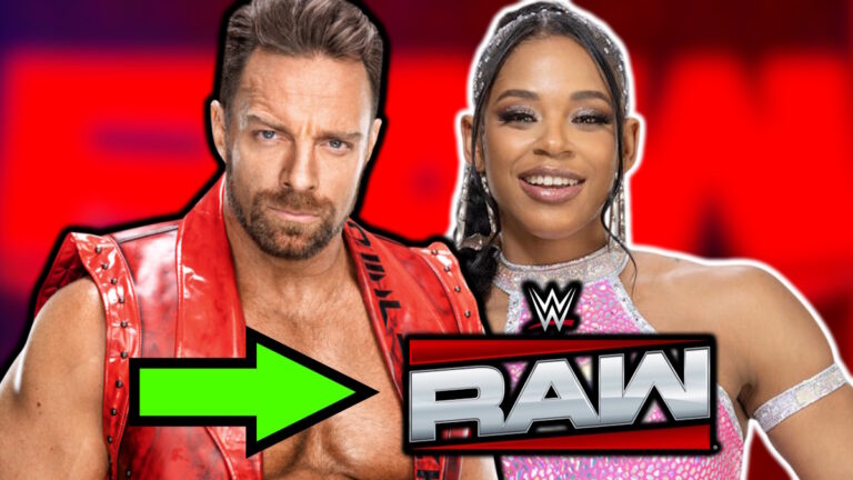 WWE Raw logo, LA Knight and Bianca Belair