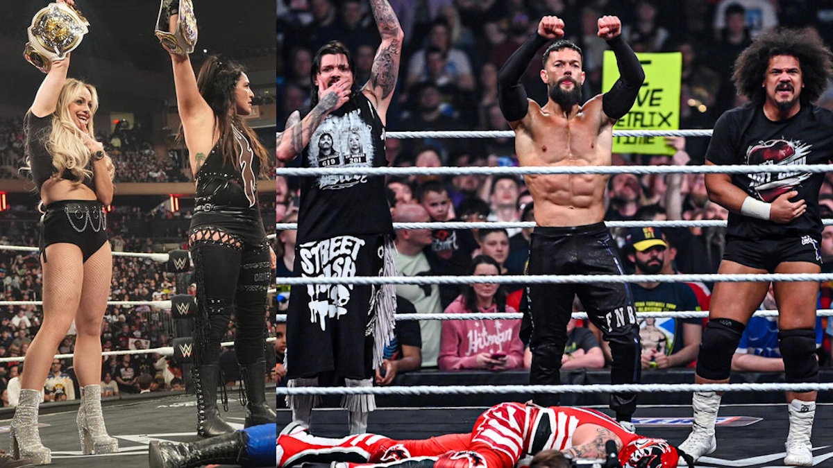 WWE Judgment Day members Liv Morgan, Raquel Rodriguez, Dominik Mysterio, Finn Balor and Carlito