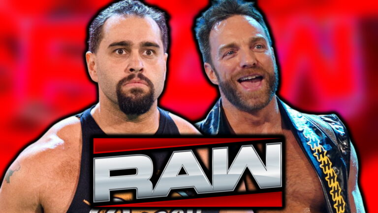 WWE Raw logo, Rusev (Miro) and LA Knight