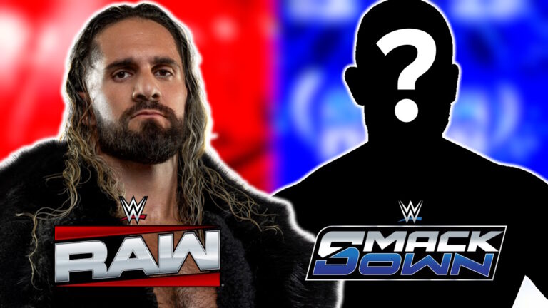 WWE Raw and SmackDown logos with Seth Rollins