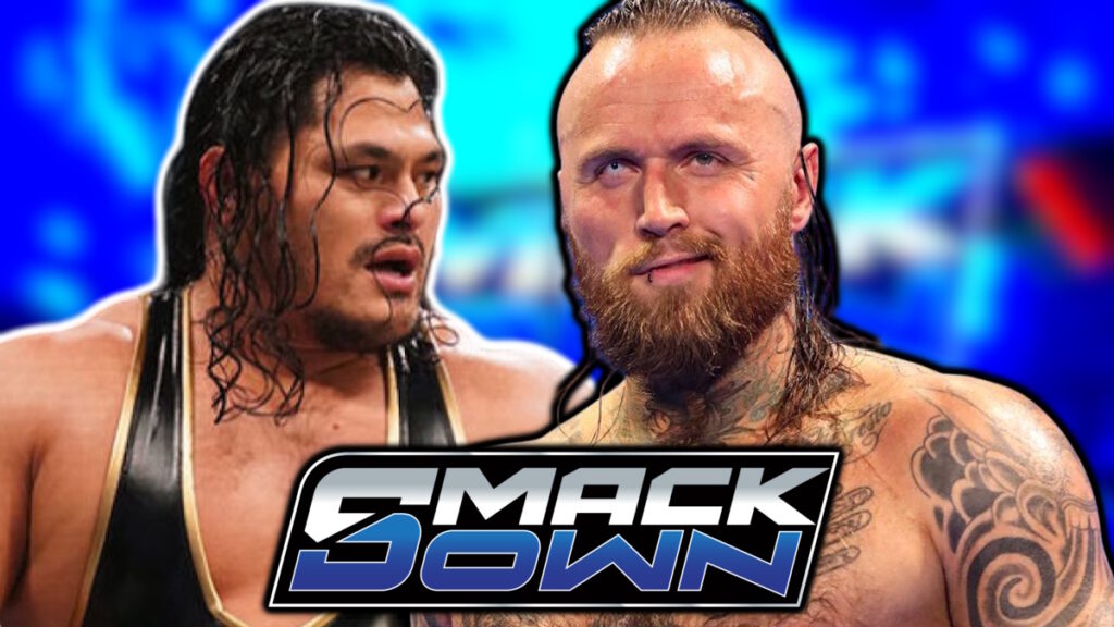WWE SmackDown logo with Jeff Cobb and Aleister Black
