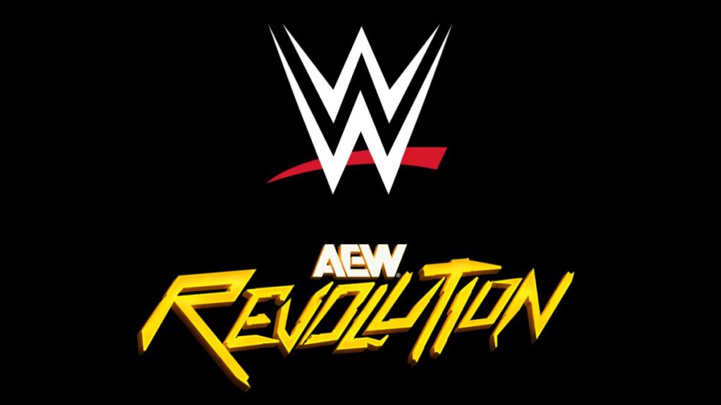 WWE and AEW Revolution 2025 logos
