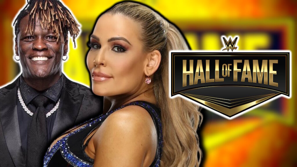 WWE Hall of Fame logo with Natalya and R-Truth