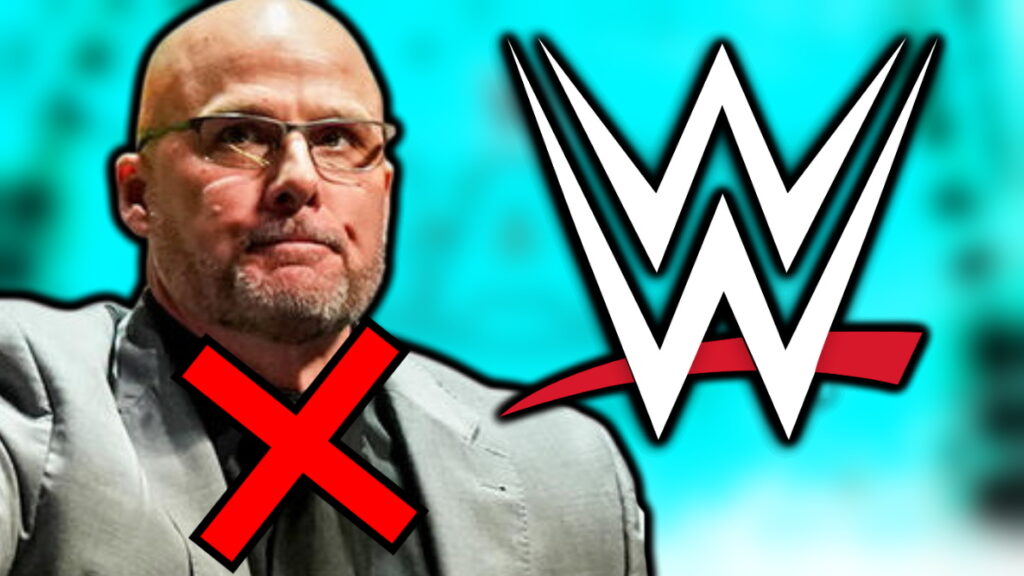WWE logo and Adam Pearce
