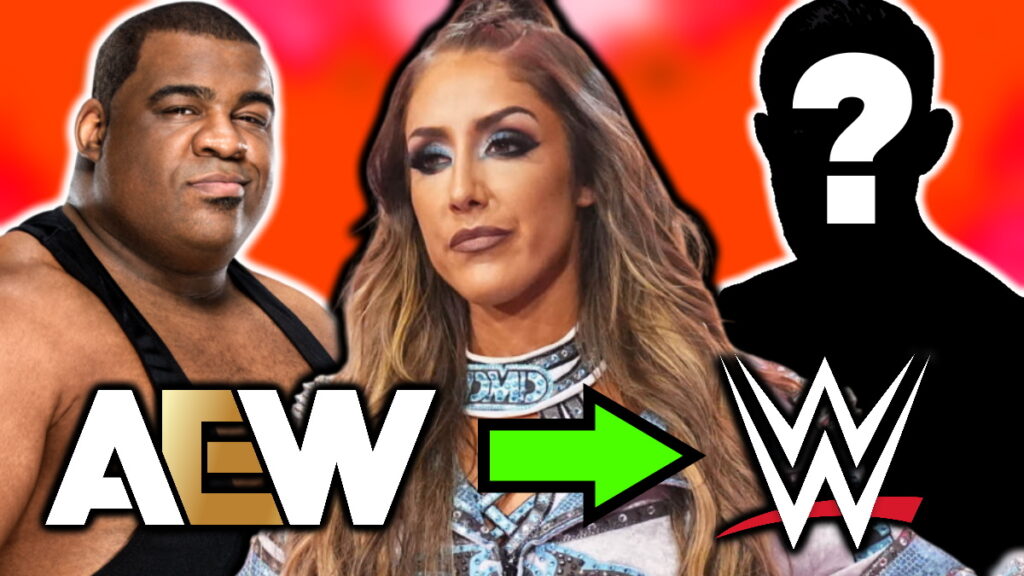 AEW and WWE logos, Keith Lee and Britt Baker