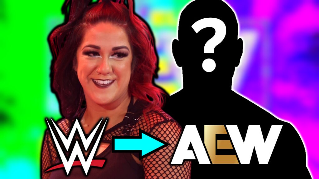 WWE and AEW logos with Bayley