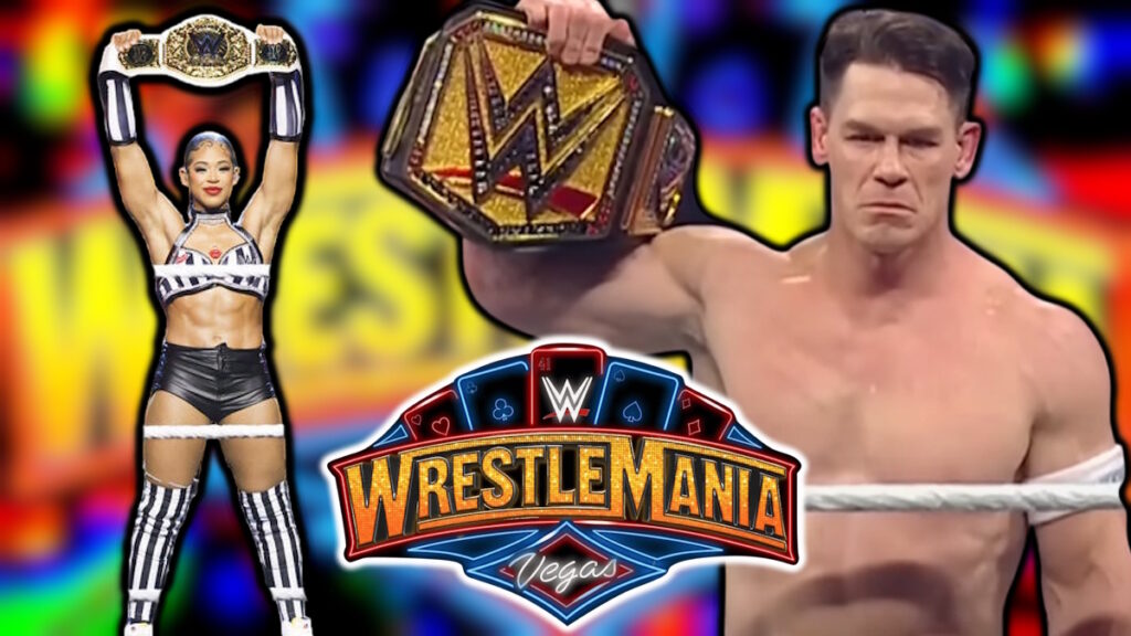 WWE WrestleMania 41 logo with Bianca Belair and John Cena