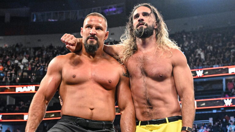 WWE stars Bron Breakker and Seth Rollins