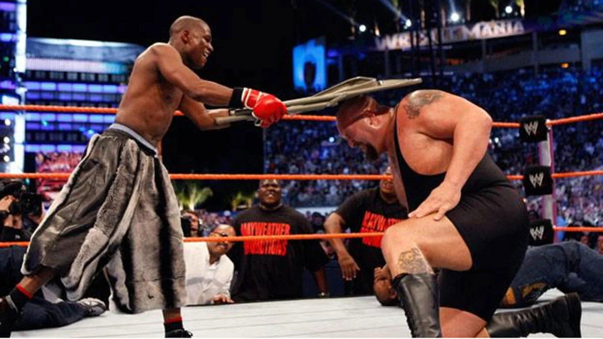 Floyd Maywather and Big Show at WWE WrestleMania 24